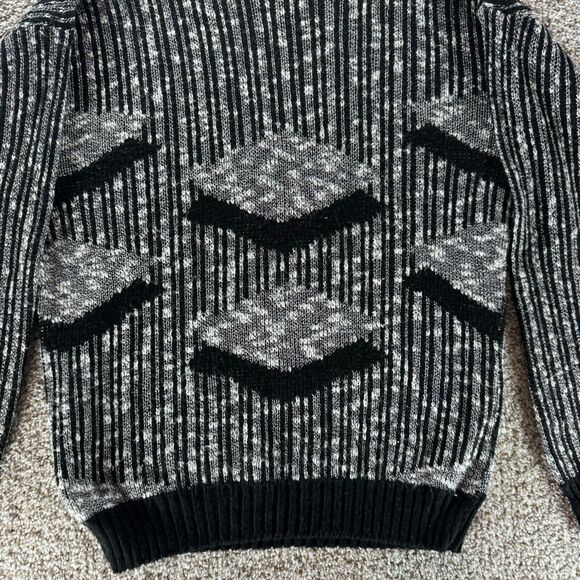 Vintage Edison Knitwear Sweater Mens Large Silver Black Pullover Made In USA VTG - Picture 10 of 13